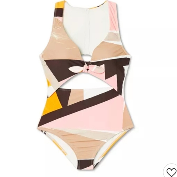 SEA ANGEL Plunge Peek-A-Boo Color Block Cut-Out 1 Piece Swimsuit Size M - Picture 5 of 8